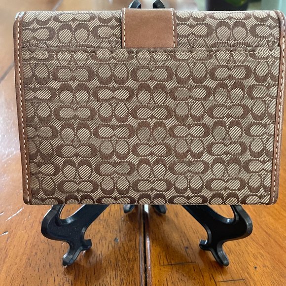 Coach Brown Signature Canvas Small Cardholder Wallet - Picture 2 of 16